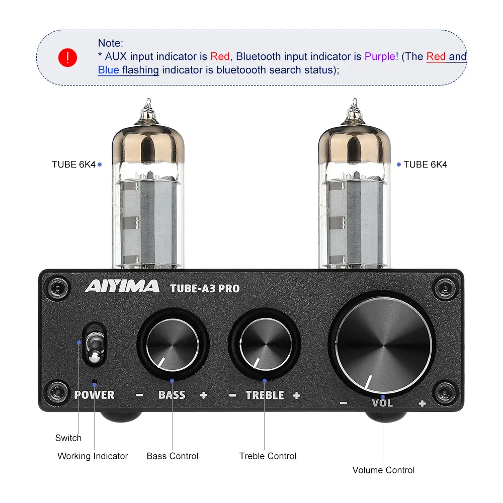 Top Audio Tube A3 Pro Vacuum Tube Amplifier Preamplifier Bluetooth 5.0 Bile Pre AMP Preamp With Treble Bass Tone Adjustment