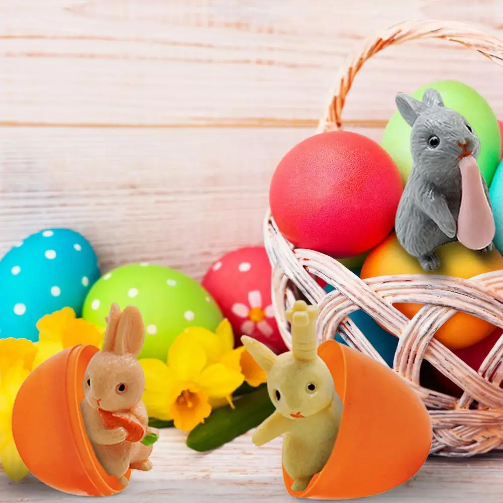 Überraschung Eier Für Kinder Gefüllt Ostern Eier 8 stücke Bunte Ostern Eier Kapseln Mit Bunny Miniatur Spielzeug DIY Ostern Party gefälligkeiten