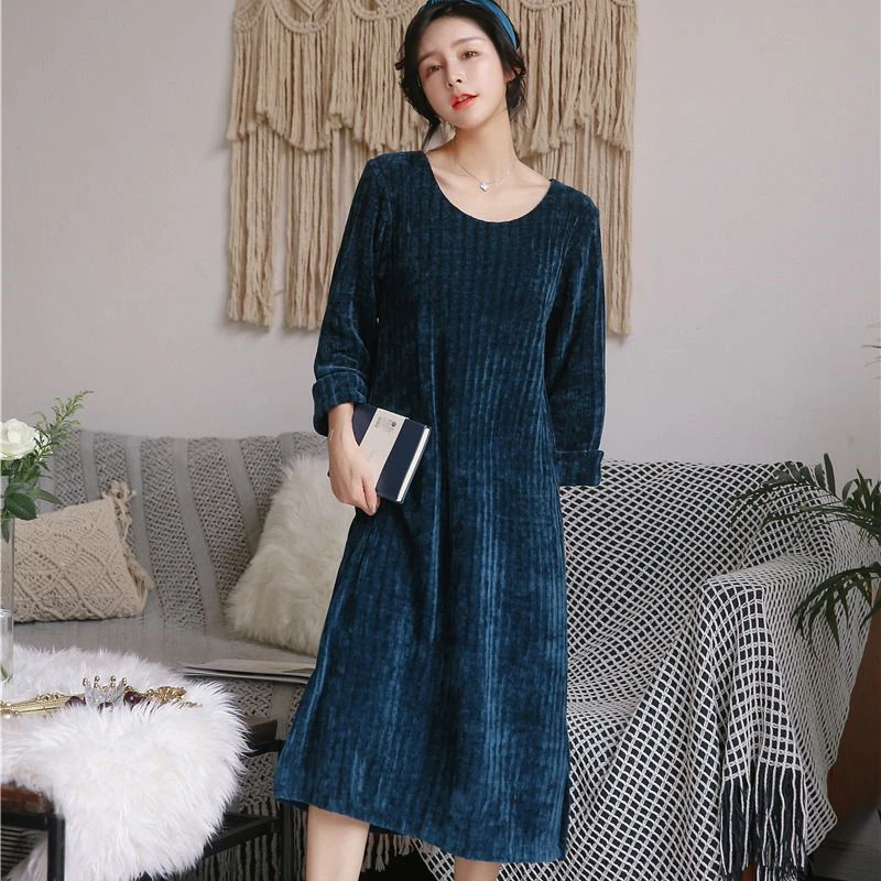 

Nightdress women autumn and winter new home service warm Sleepwear Korean loose super long section pijama soft nightwear