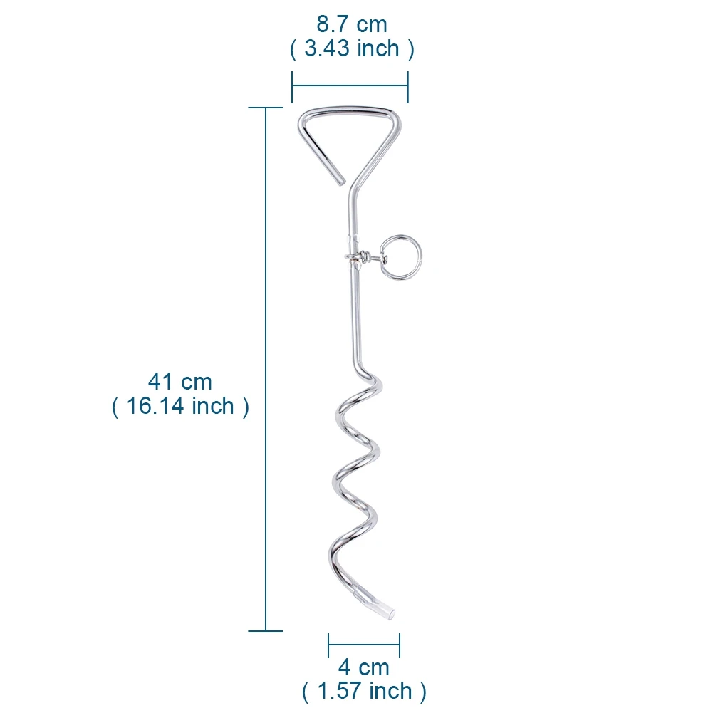 Dog Tie Out Stake and Cable 16 ft Screw Anchor Down Post Steel Puppy Spiral Stake for Dog Cat Pet Animals