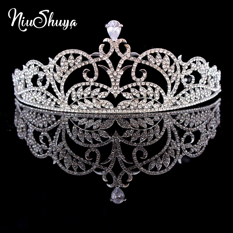 

NiuShuya Elegance Crystal Bridal Tiaras Cubic Zirconia Rhinestone Pageant Diadem Bride Headbands Wedding Hair Accessories