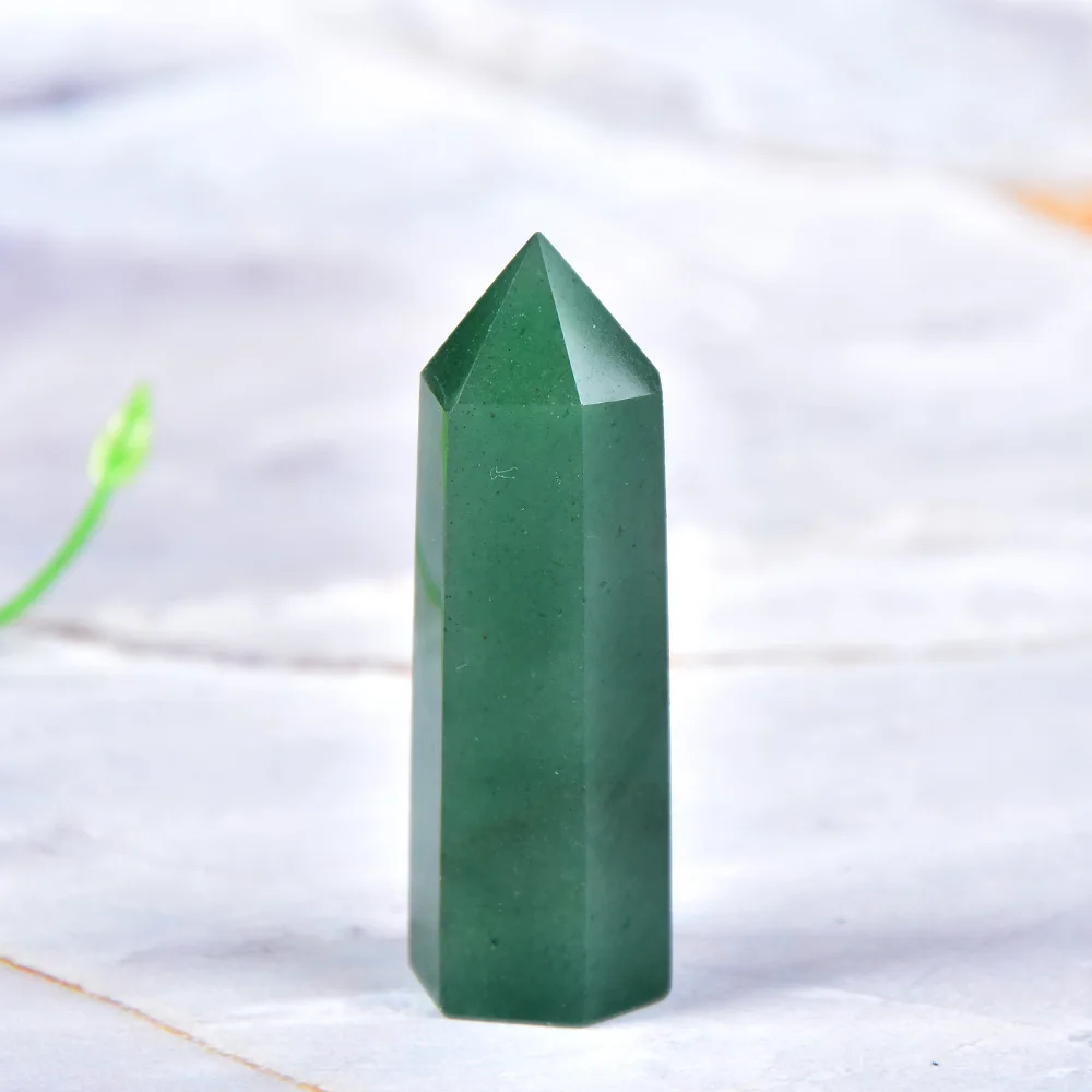 Natural Crystal Aventurine Quartz Point Healing Stone Hexagonal Prisms 50-80mm Obelisk Wand Treatment Stone DIY Gift 1PC