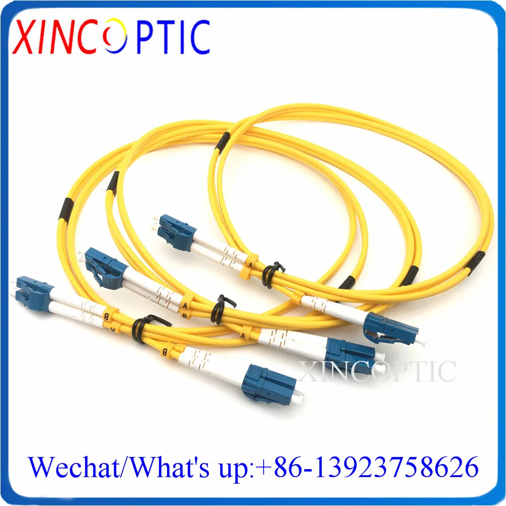 

10Pcs SM,Duplex,1M,Yellow PVC,3.0mm,LC/UPC-LC/UPC Single Mode G652D G657A Dual Fiber Optic Patch Cord Cable LC-LC Connector