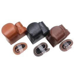 Digital Camera Pu Leather Bag For Sony ZV-E10 ZVE10 body Protective with Screw Buttom Case Strap Shoulder Bag