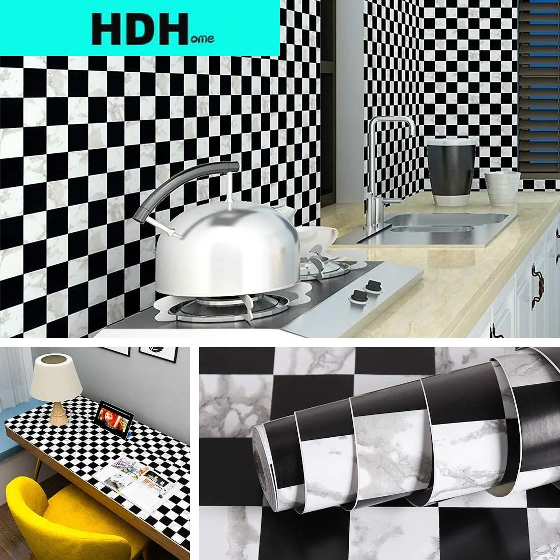 Checkered Peel and Stick Wallpaper Self Adhesive Wall Paper Shelf Liners Black and White Checkered Paper Checkerboard Wallpaper