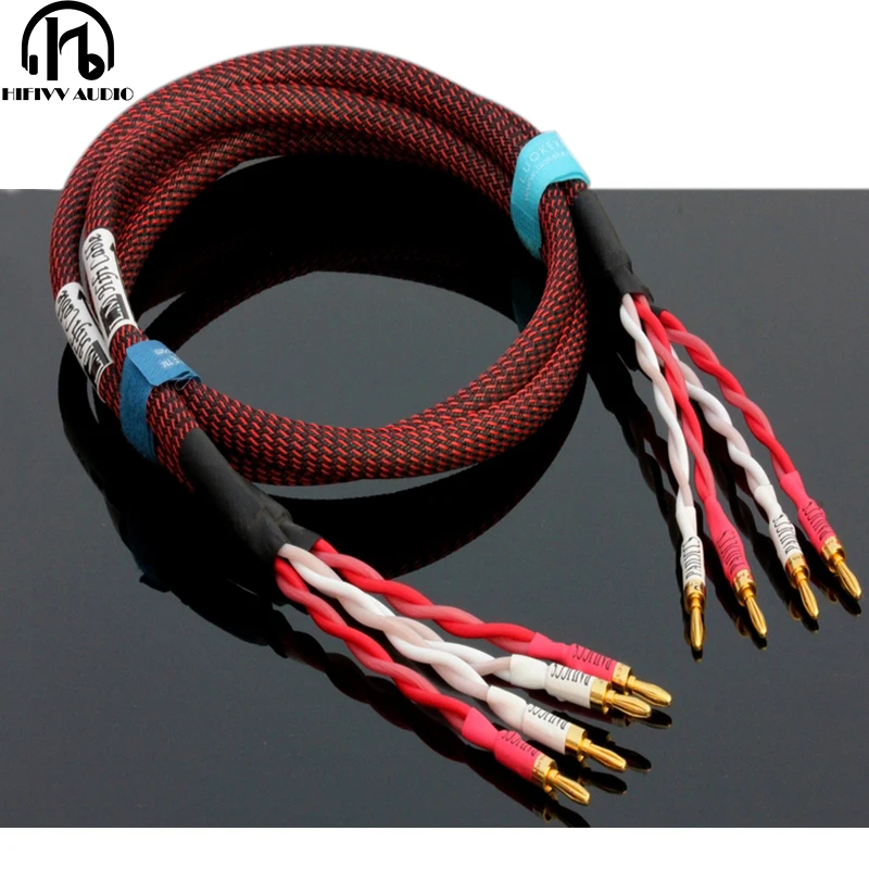 HIFI OFC Audio Speaker Cable For Stereo Amplifier Line High Purity Oxygen-free Copper With Gold-plated Banana Plug