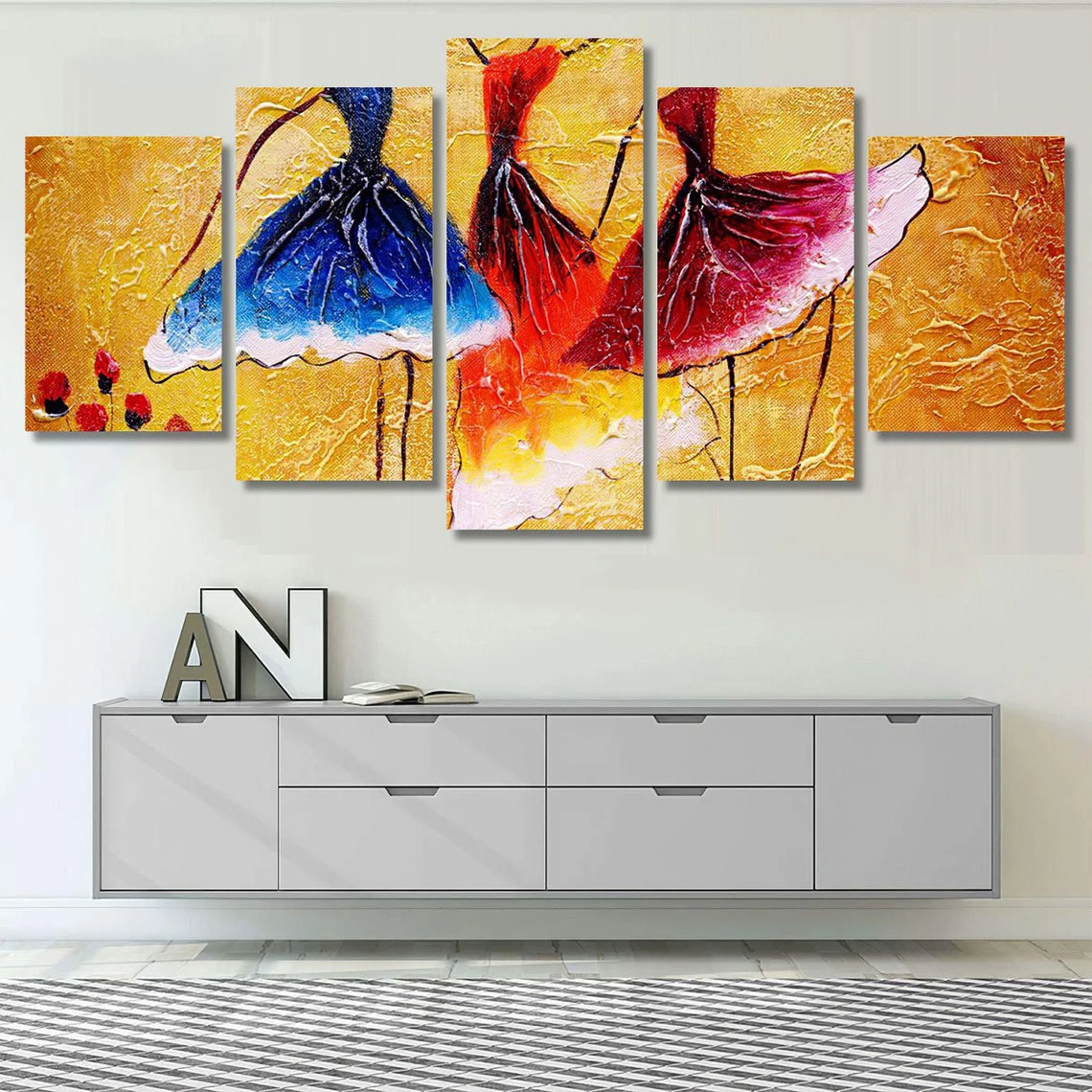 

5 Pieces Wall Art Canvas Painting Spanish Dance Abstract Poster Modern Living Room Bedroom Modular Pictures For Home Decoration