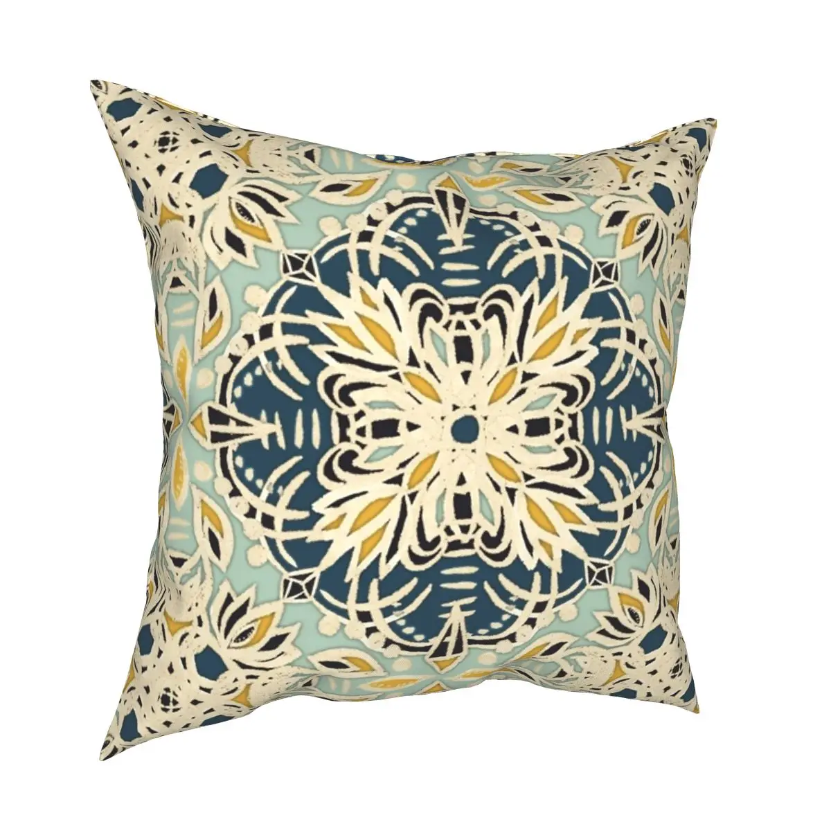 Protea Deep Teal Cream Sage Green Yellow Ochre Pillowcase Polyester Pattern Decorative Throw Pillow Case for Room Cushion Cover