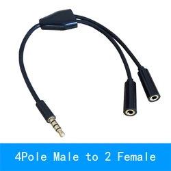 20CM 3.5mm 4 polak mężczyzna do 4 biegunów kobieta Stereo Audio Y Splitter adapter kabel słuchawek