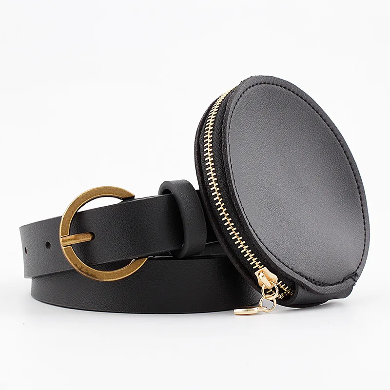 2020 New Deduction side gold buckle jeans wild belts for women fashion Women's Waist belt bag Circle Pin Buckles Belt female