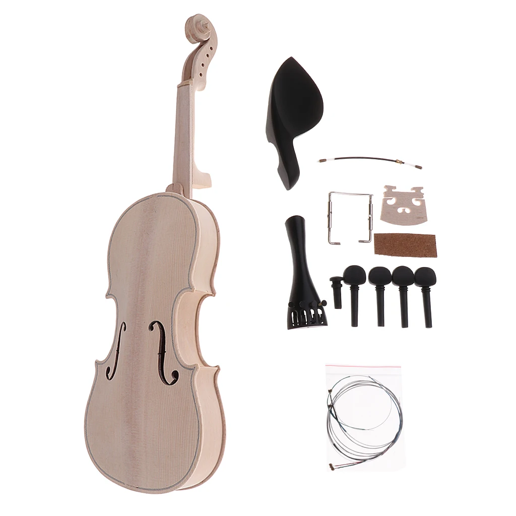 1 Set Spruce Wood Unfinished 4/4 Size Violin DIY Kits Fiddle Material Gift for Kids Friends