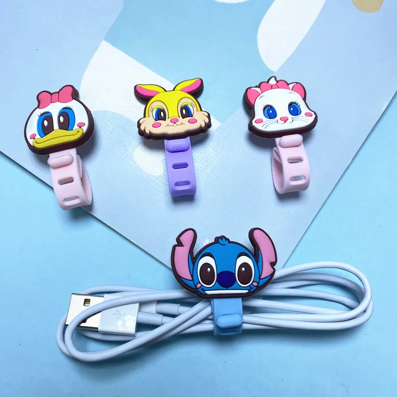 1Pcs Cartoon Disney Headphone Earphone Cable Wire Organizer Cord Holder USB Charger Cable Winder For iPhone Android Data Line