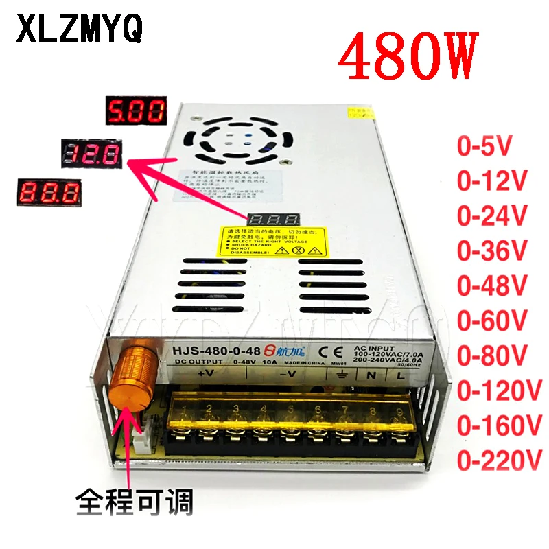 

AC-DC 110v 220v 480W digital display switching power supply Adjustable voltage 0-5V 12V 24V 36V 48V 60V 80V 120V 220V 4A 10 20 A