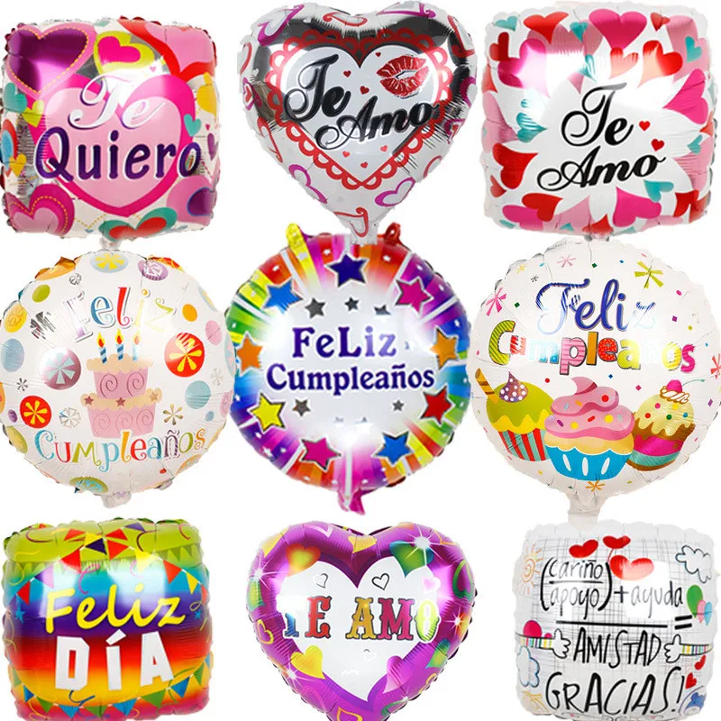 18inch Spanish Feliz dia Te amo square shape helium balloons Mother birthday party supplies wedding Love Globos Mama gifts