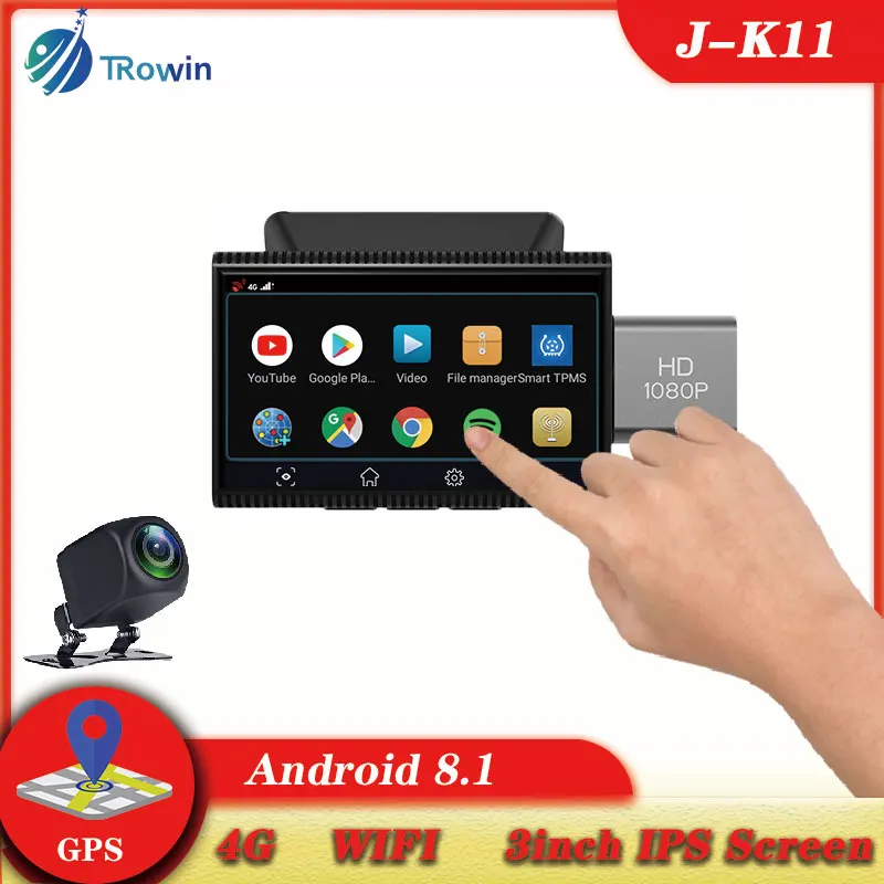 FHD 4G Auto Android DVR 1080p 3 Zoll DashCam Touch WIFI Bluetooth Video Recorder Dual Objektiv Nachtsicht GPS Smart Kamera Black Box