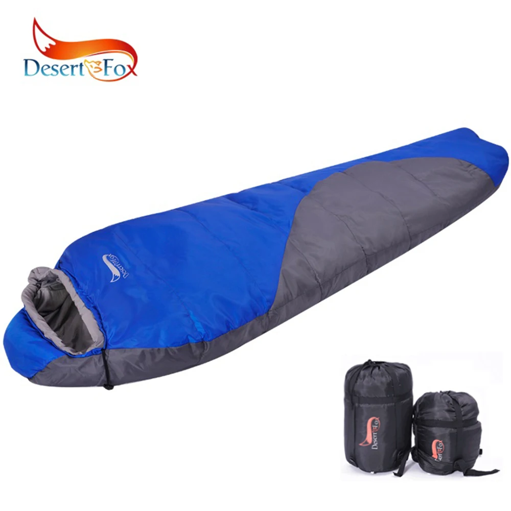 Desert&Fox Mummy Sleeping Bag Winter Cotton Warm Tourism Sleeping Bags with Compression Sack Wearable Blanket for Camping Hiking