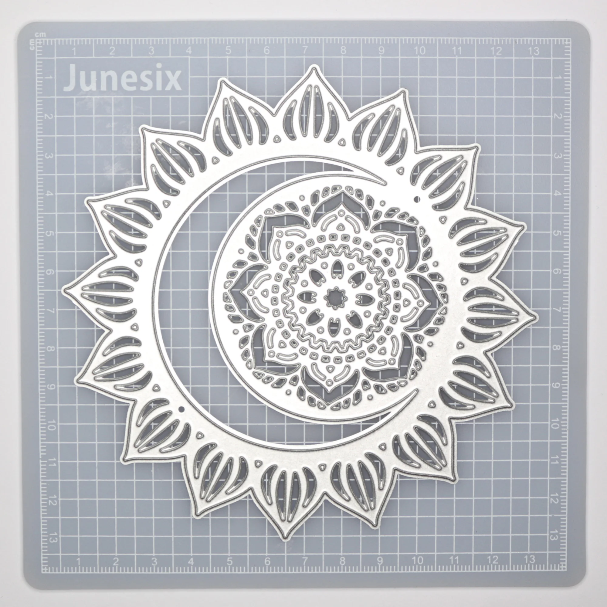130x130mm Moon and Sun Mandala Metal Cutting Dies Flowers Mandala Mystic Motifs Stencil For DIY Scrapbooking Cards Craft Decor image 3