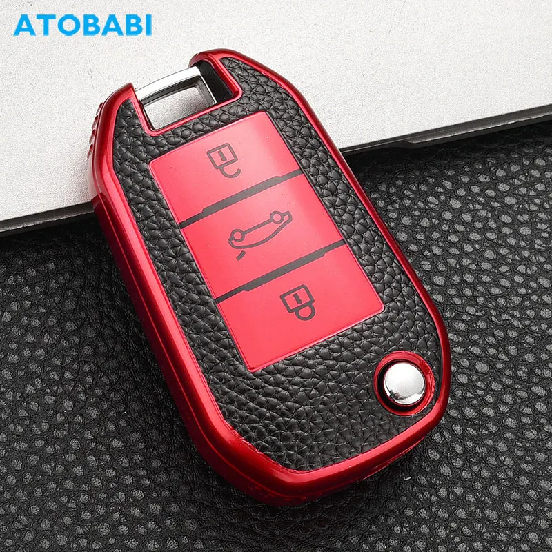 TPU Car Key Case For Peugeot 508 308 208 2008 Citroen C4 Cactus Opel Corsa 3 Buttons Folding Remote Control Fobs Protector Cover