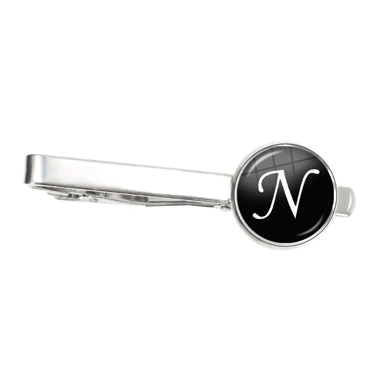 Men\'s Fashion 26 Alphabet Letters Tie Clips Personality Name Letters Jewelry Men Necktie Clip Pin Suit Accessories Gift
