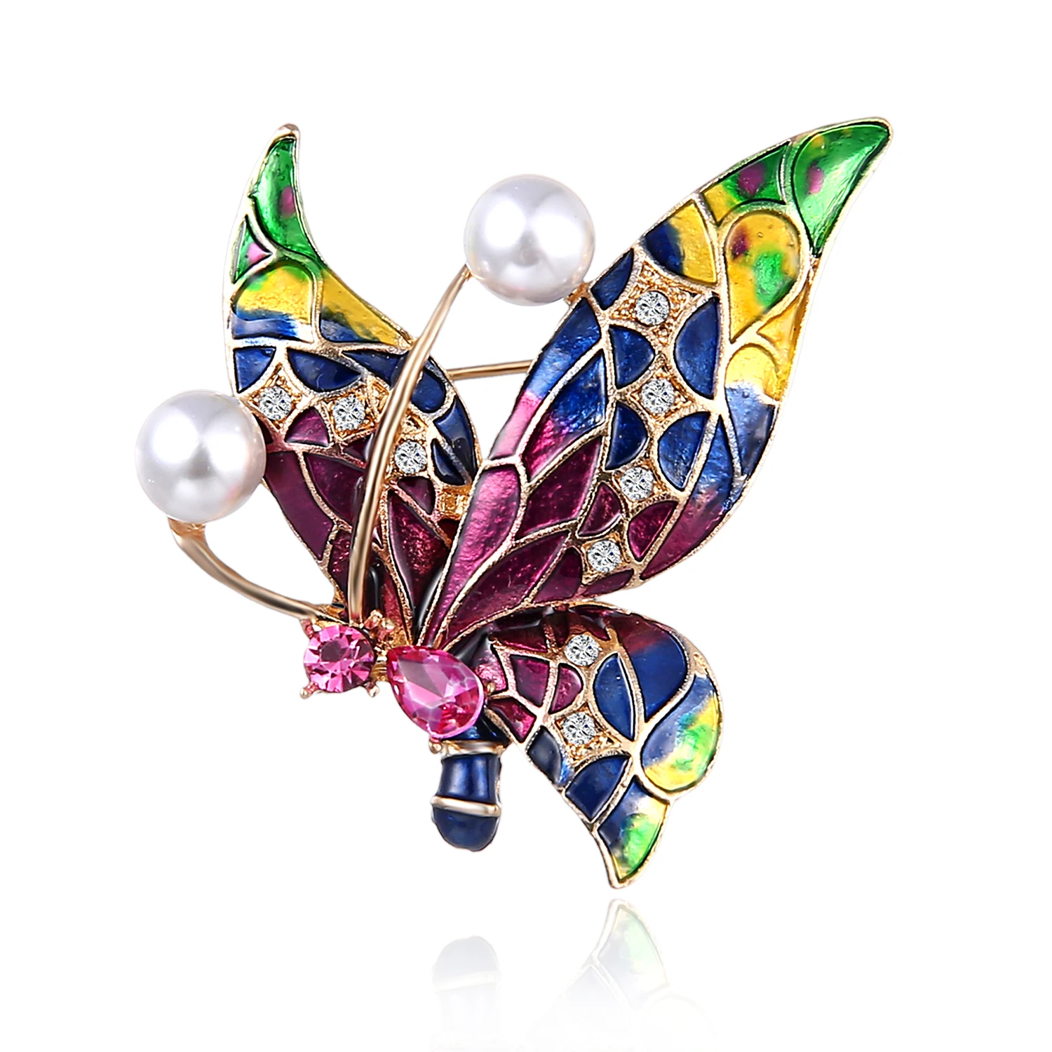 Rinhoo Vintage Schmetterling Flügel Brosche Elegante Tier Strass Imitation Perle Insekt Schmetterling Pin Abzeichen Hochzeit Partei Schmuck – Detail 36
