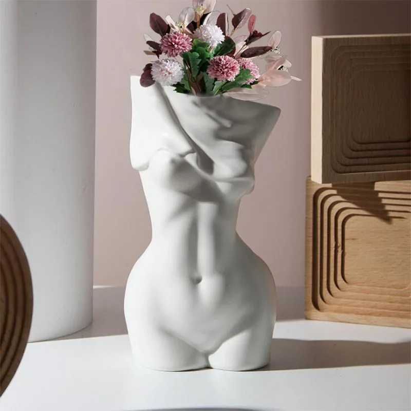 

Ceramics Flower Vase Home Decor Vase Sculpture Nordic Decoration Home Flower Pots Decorative Female Body Art Vase Bohemian