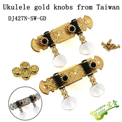 Taiwan 1SET 1L1R Ukulele Tuning Pegs Button Strings Tuners Head Accessories Ukulele Part +6 Screws High Qulity Golden