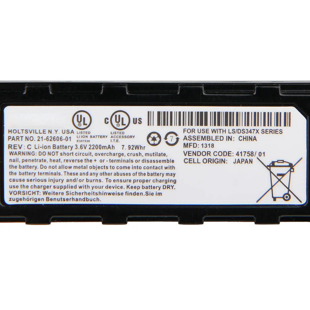 Original Replacement Battery 21-62606-01 For Honeywell 8800 Symbol LS3478 DS3478 LS3578 DS3578 General Duty Scanners 2200mAh