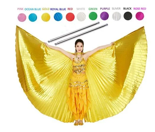 Belly Dance Wings Kids Bellydance Costumes Adult Bollywood Belly Dancing Angle Wings Gold Girls Children 11 Colors free Sticks