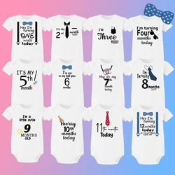 Monthly Milestone Baby Grow Bodysuit Cool Boy 1-12 Months One-Pieces Baby Shower Gift Month Pictures Monthly Jumpsuit Clothes