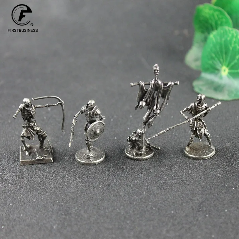 White Copper Undead Skeleton Legion Soldiers Model Figures Miniatures Desktop Ornaments Vintage Metal Statue Decoration Toys