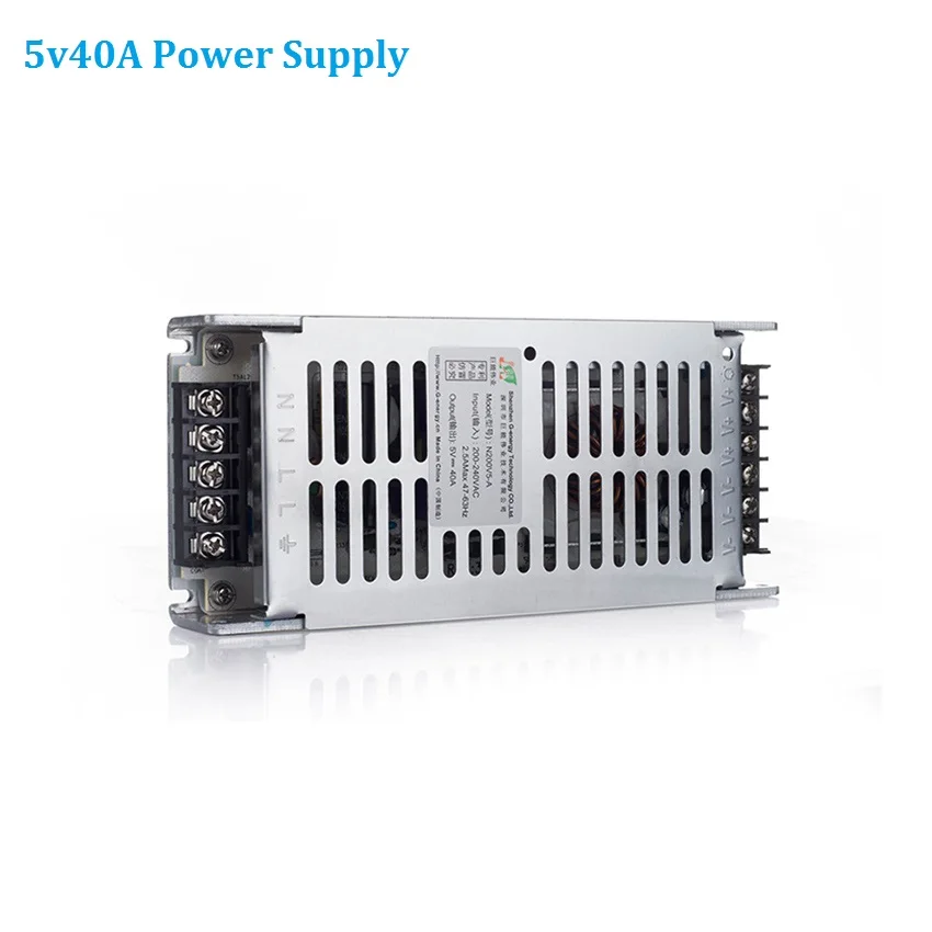 Ultra thin LED Display Power Supply Lighting Transformers 5V 40A 200W LED Driver Power Adapter