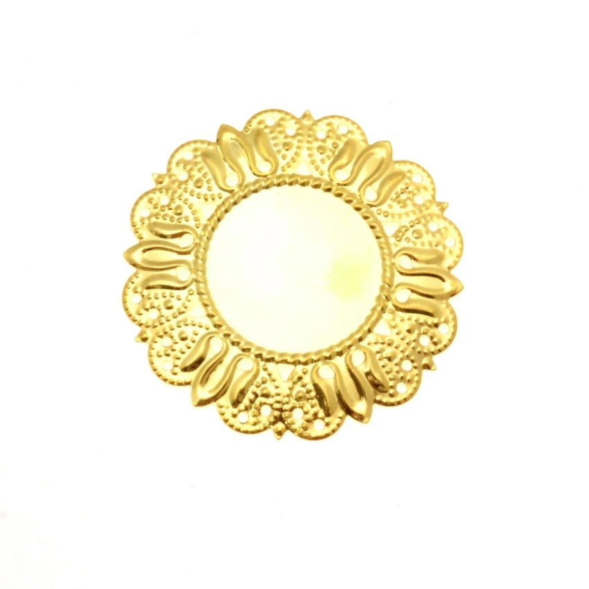 10Pcs 49mm Bronze/gold/silver Filigree Cabochon Setting ( fit 25mm) Wraps Connectors Decoration DIY Embellishments Findings