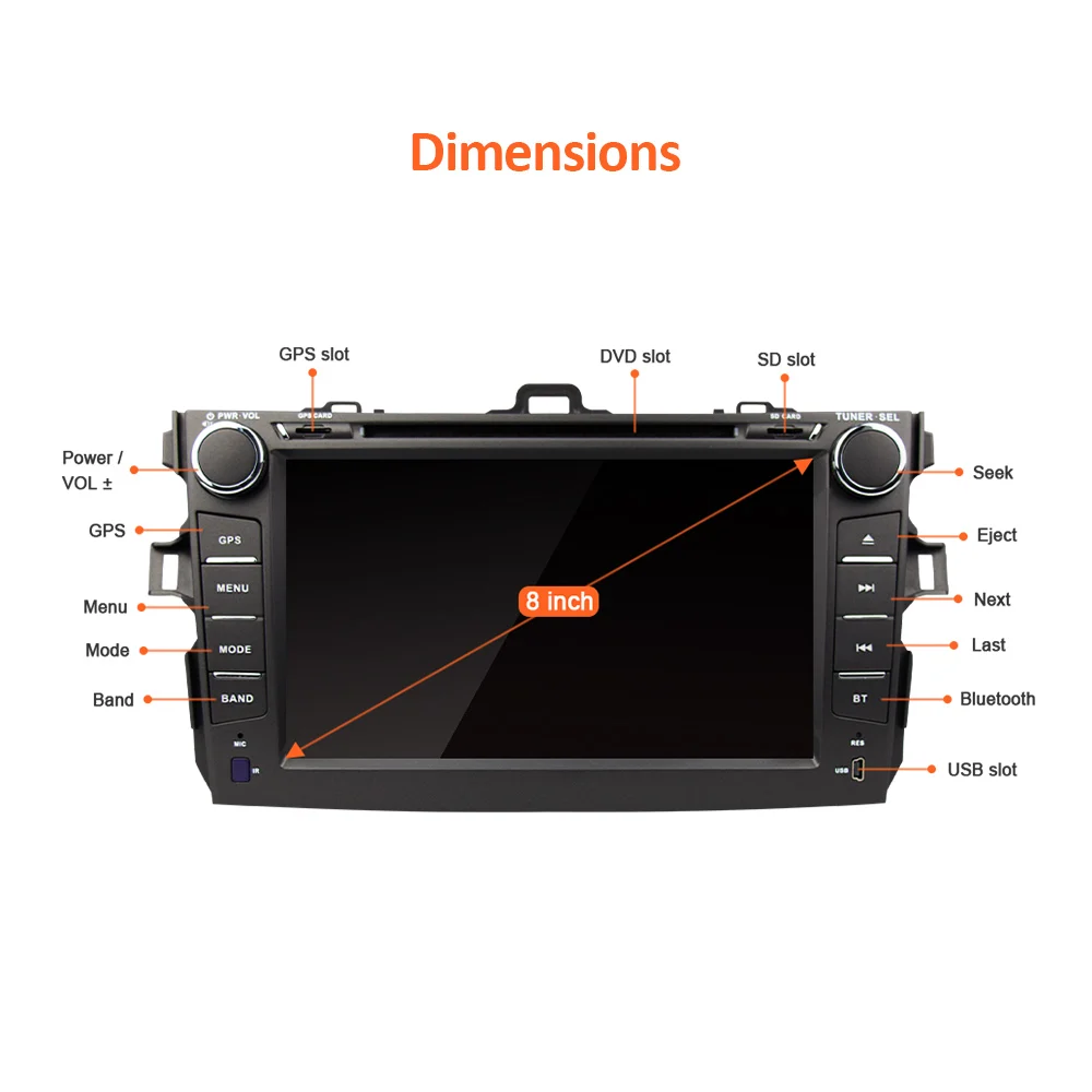 Eunavi Android 10 8 Core Car Radio DVD Player For Toyota Corolla 2007 2008 2009 2011 Multimedia Video Audio Head Unit 2 Din GPS