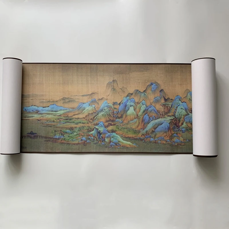 Imagem -04 - Caligrafia Chinesa Longa Qian li Jiang Shan tu 30x734cm Cópia de Pintura Famosa Pintura Panorâmica Decoração de Rolagem