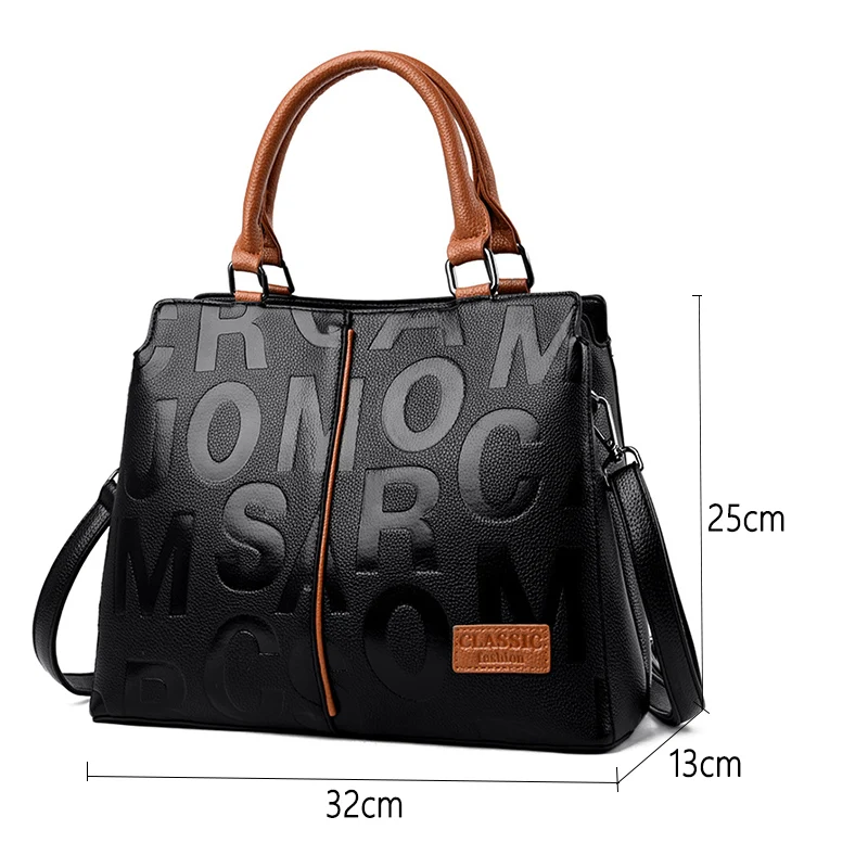 2 Layers Luxury Handbags Ladies Bags Designer Letters Women\'s PU Leather Hand Shopping Bags Female Shoulder Crossbody Sac A Main