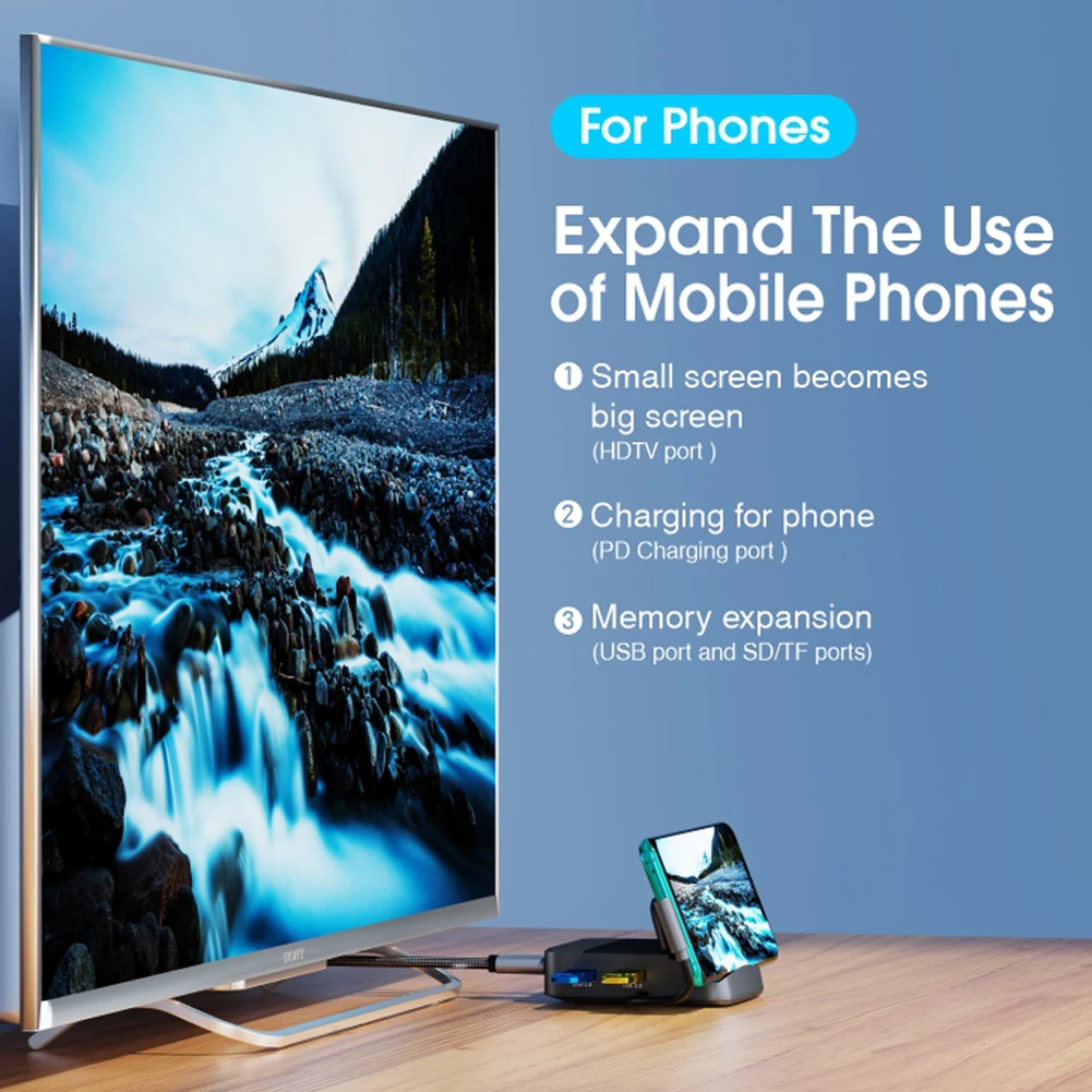 محطة إرساء محمولة من النوع C لهواتف سامسونج S20 S10 Dex Pad Station USB C إلى HDMI-متوافق مع محول طاقة لـ Huawei