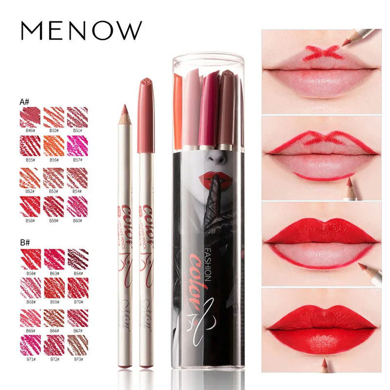 Bán Chạy Menow 12 Màu Kẻ P130 Mờ Gỗ Chống Thấm Nước Bền Color Lipliner Trang Điểm Hàng Mỹ Phẩm Tặng Cho Nữ