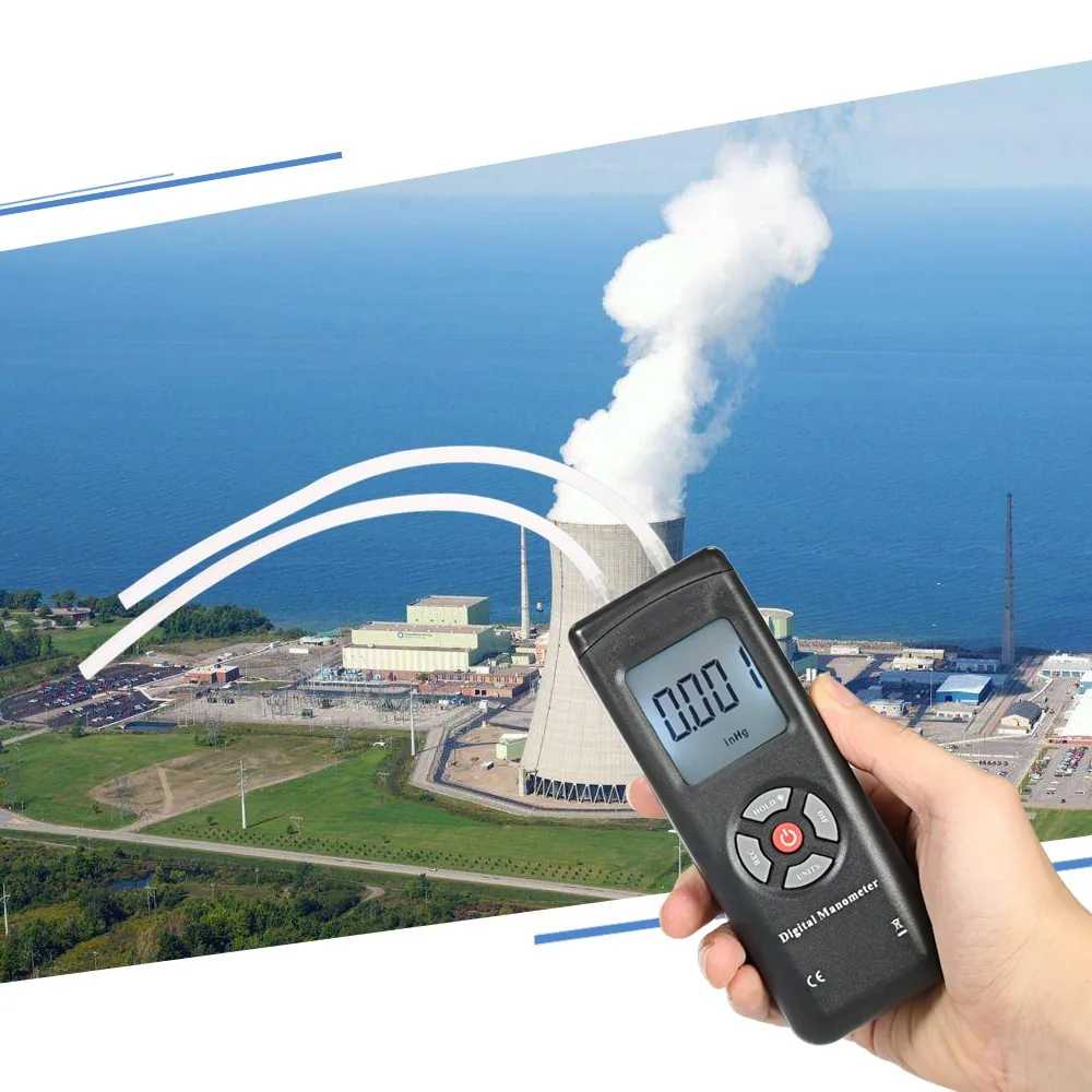 

Professional Hand-held LCD Digital Dual-port Manometer Differential Air Pressure Gauges Tester with 11 Units of Measurement