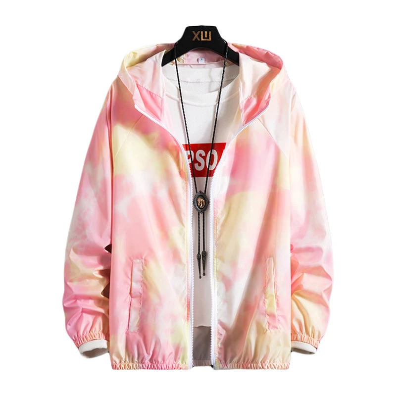 

2021 Summer Women Basic Jackets Coat Causal Thin Print Zipper Windbreaker Lightweight Women Hooded Jacket veste femme oversize