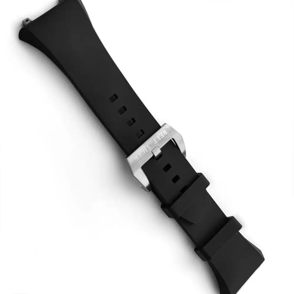 Reef Tiger/RT Black Shark Soft Rubber Sport Watch Strap with Buckle for RGA6903 Free Shipping Black Rubber Band