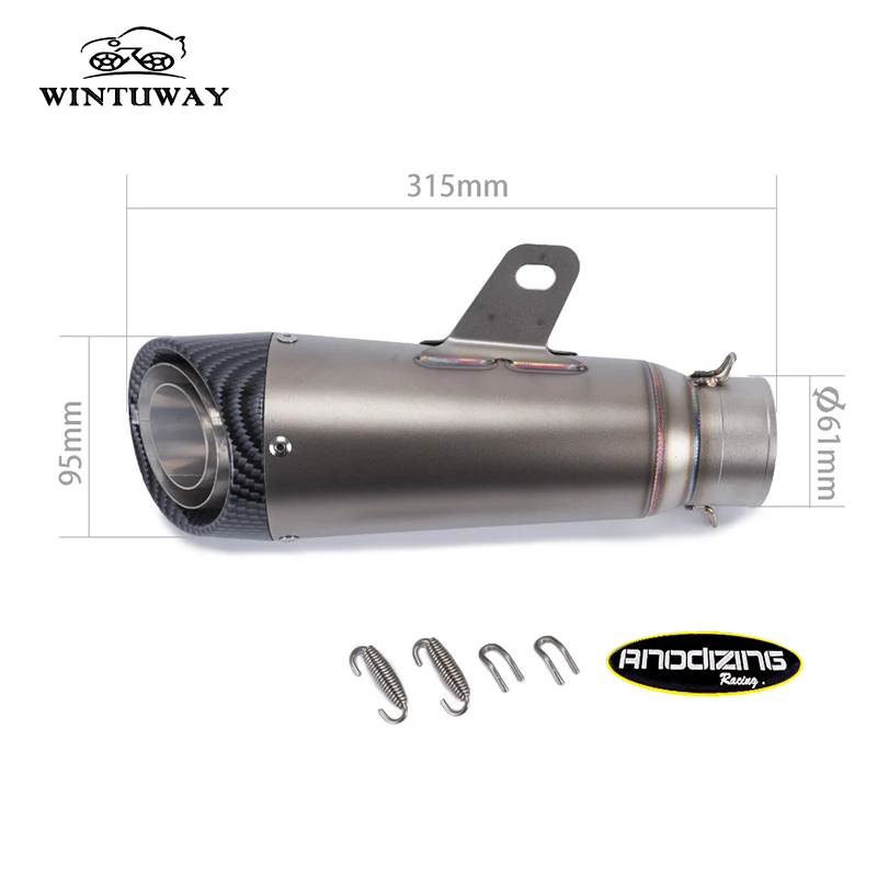 WINTUWAY Motorcycle Exhaust Systems Stainless Steel Anti-carbon Head Exhaust Pipe Motorcycle Exhaust Pipe 51mm B-EP166-1-61