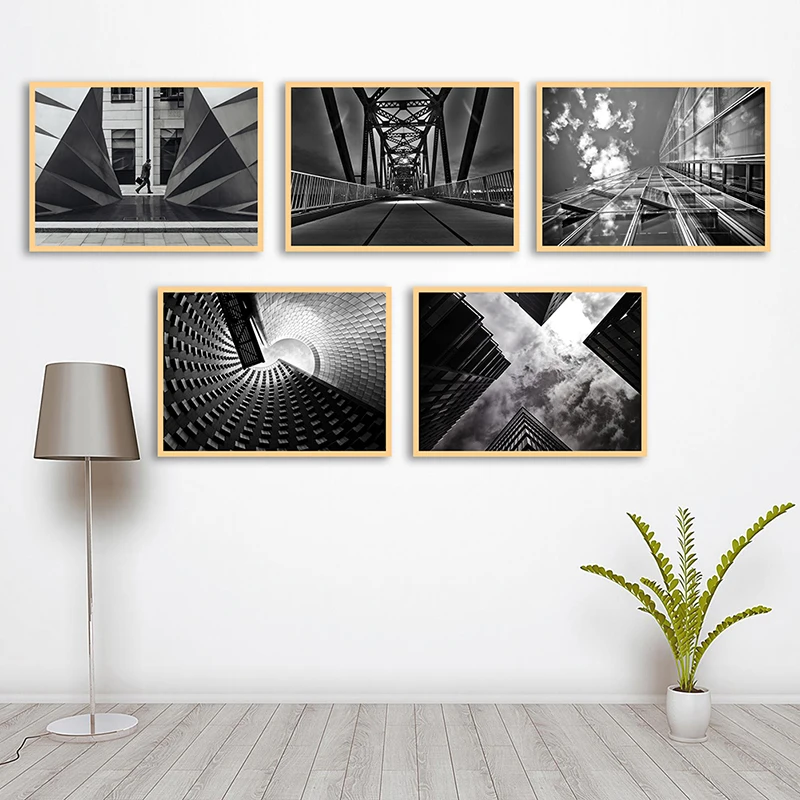 Building Black White Poster Nordic Art Architecture Pictures Modern Artwork Wall Decorative Prints for Living Room Home Decor