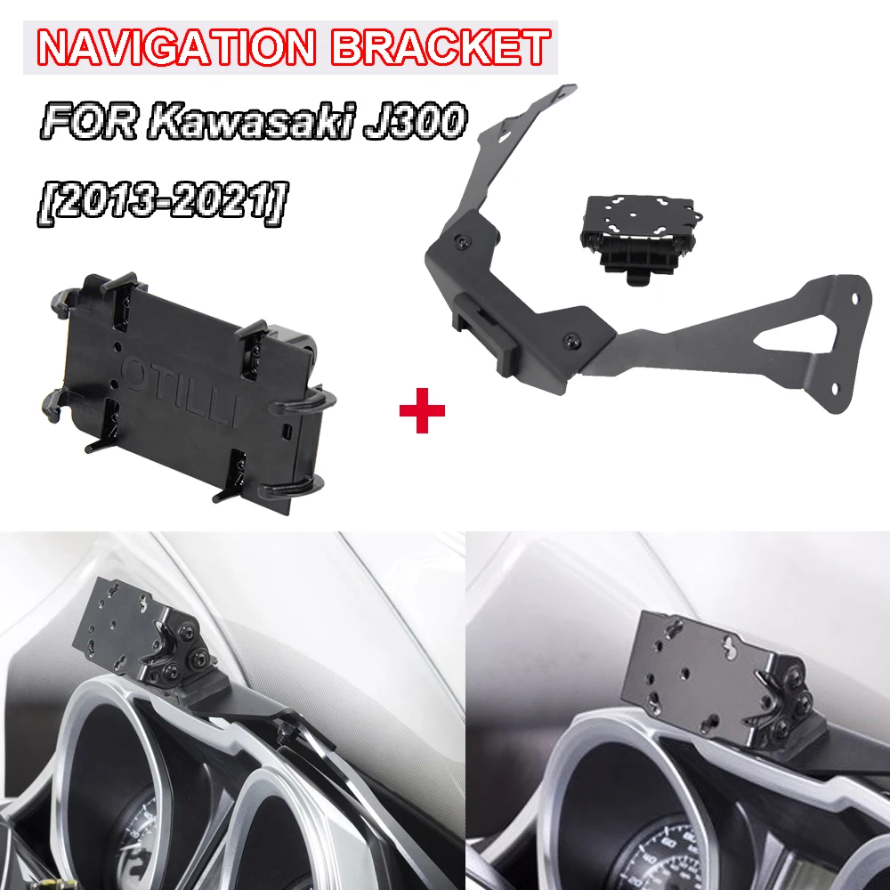 NEW For Kawasaki J300 Motorcycle Accessories Smart Phone Navigation GPS Plate Bracket Adapt Holder Kit 2013 - 2021