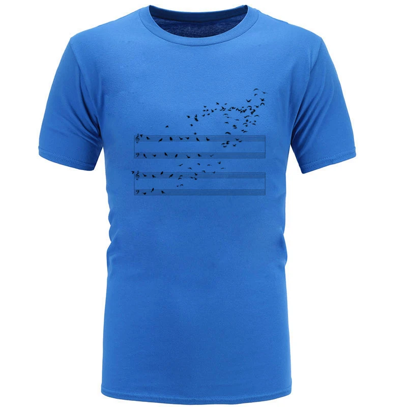 Music Note Staff Symphony T Shirt Beethoven Piano Birds O-Neck Top T-shirts Men Summer/Fall Tops & Tees Camiseta Free Shipping