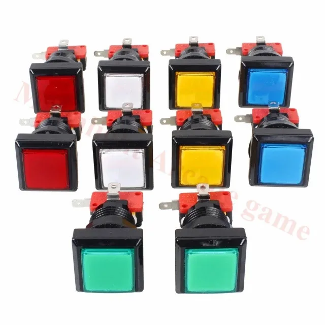 10x Arcade Square Shape LED Illuminated Push Button With Micro Switch For Arcade Machine Gaming Video Game Consoles Jamma Kit