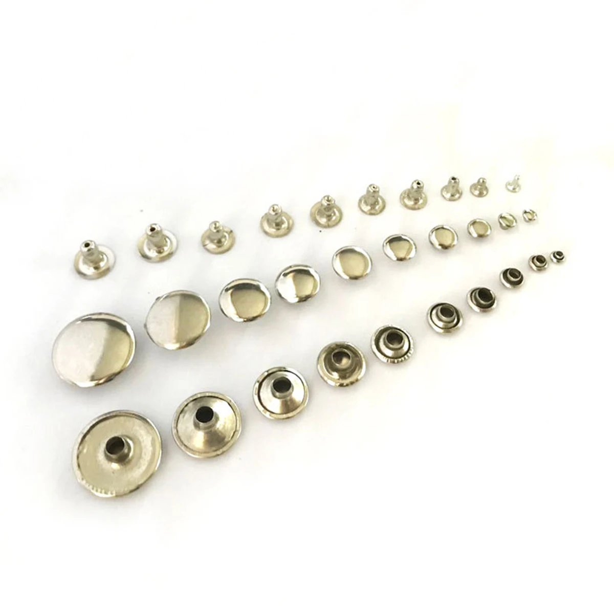 100sets Metal Single Cap Rivets Studs 12mm~15mm Round Rivet for DIY Leather Craft Bag Belt Garments Hat Shoes Pet Collar Decor