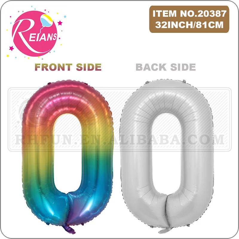 32 Inch Jelly Gradient Color Balloons Birthday Party Supplies Decoration Rainbow Gradient 0-9 Number Aluminum Film Balloon