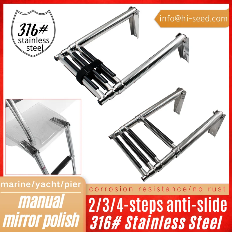 

Boat Accessories Folding 3 Step Telescopic Retractable Boarding Ladder under Platform