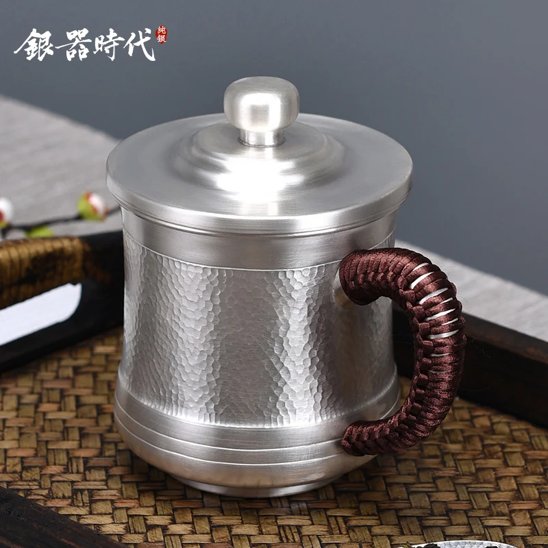 age of pure manual hammer sycee cup 999 sterling silver ChaGangZi nostalgic old large health care tea urn wine cup