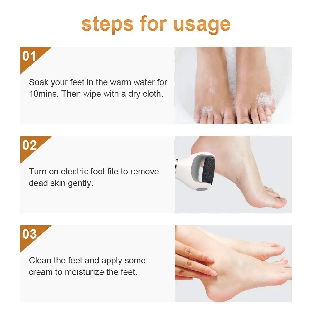 Electric USB Rechargeable Foot Grinder Heel File Grinding Exfoliator Pedicure Machine Foot Care Tool Grinding File Dead Skin